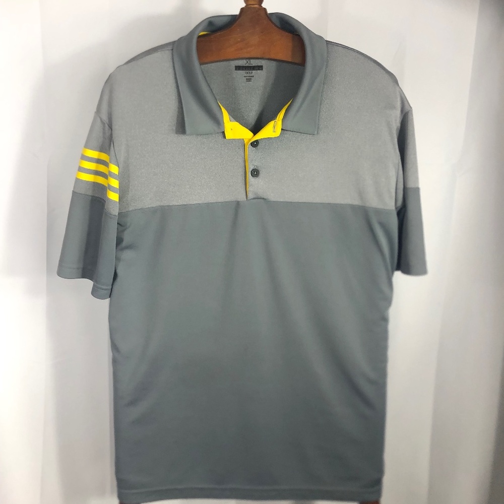 Adidas Golf Polo Gray with Yellow XL